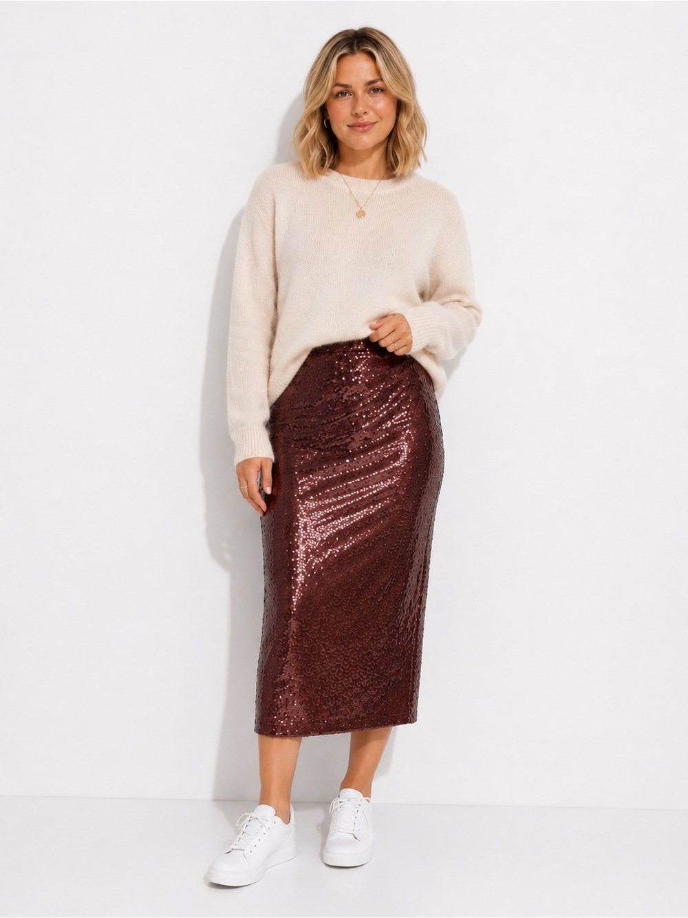 REITMANS Cocoa Sequin Midi Skirt NWT Size Small